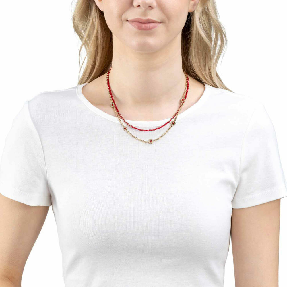 Leonardo Jewels Halskette Florena, Kette, Schmuckkette, Modeschmuck, Edelstahl IP Gold, Rot, 023545