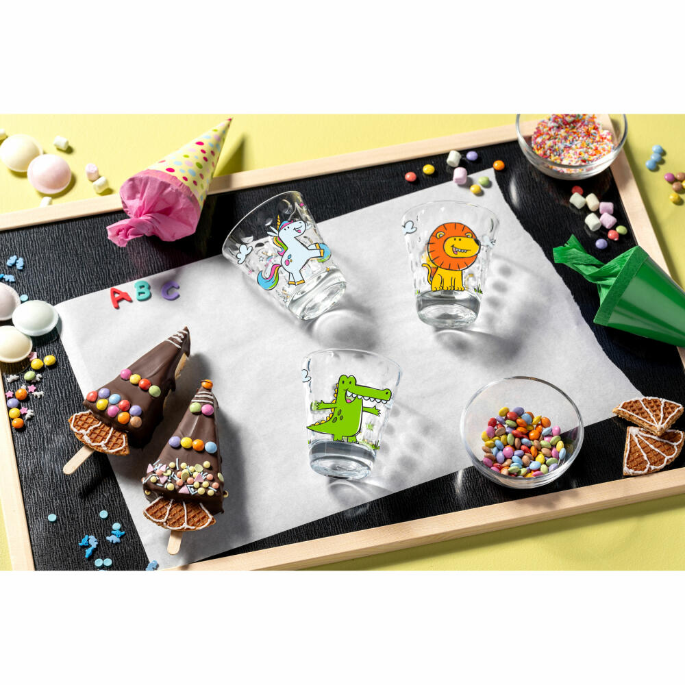 Leonardo children's cup Bambini Optic Lion, drinking cup, soda-lime glass, multicolored, 215 ml, 023550