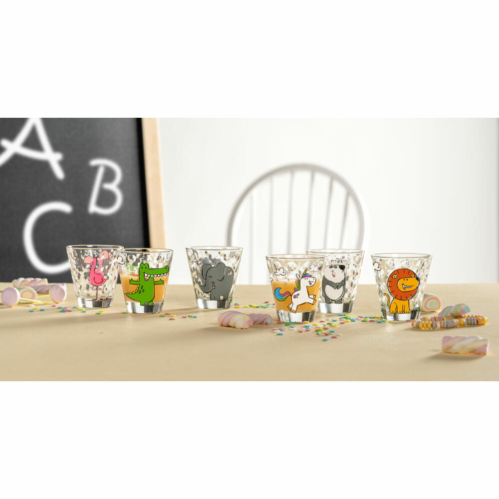 Leonardo children's cup Bambini Optic crocodile, drinking cup, soda-lime glass, multicolored, 215 ml, 023551