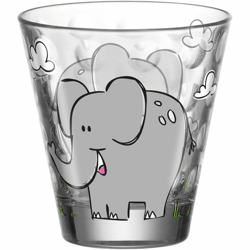 Leonardo Kinderbecher Bambini Optic  Elefant, Trinkbecher, Kalk-Natron-Glas, Mehrfarbig, 215 ml, 023552