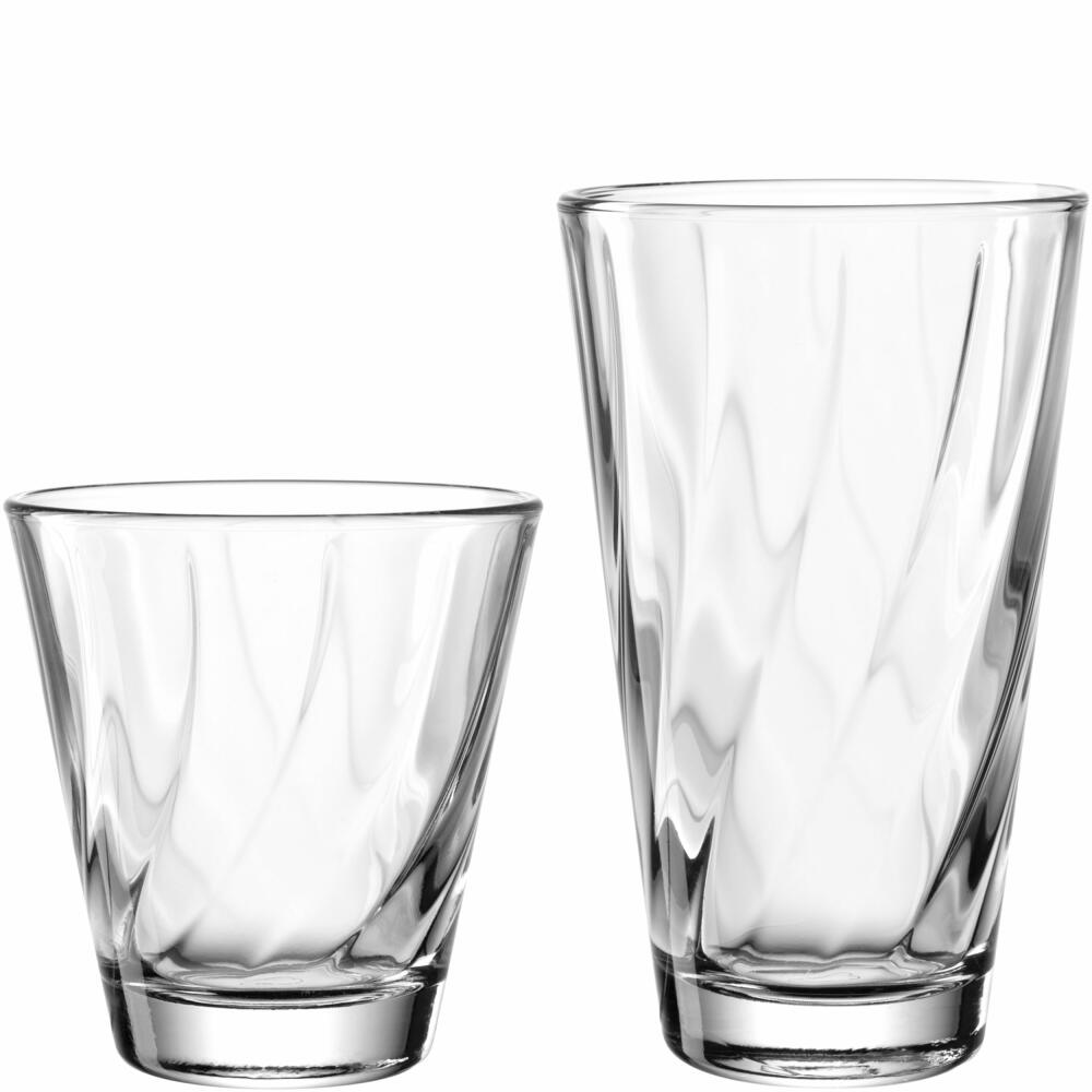 Leonardo drinking glass set Twist, 12 pcs, drinking glass, water glass, long drink glass, soda-lime glass, 023592