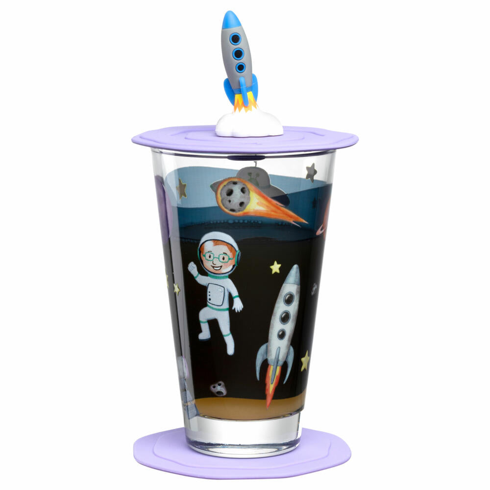 Leonardo Drinking Set Bambini Avventura Universe 3-piece, Drinking Cup, Soda-lime Glass, Multi-colored, 300 ml, 023673