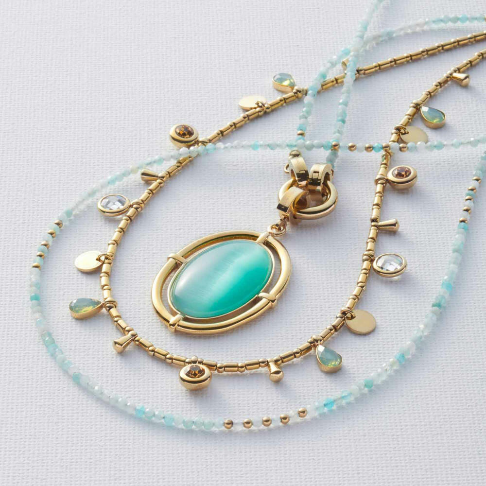 Leonardo Jewels Halskette 70 aqua Pippa Clip&Mix, Kette, Schmuckkette, Modeschmuck, Edelstahl IP Gold, Blau, 023748