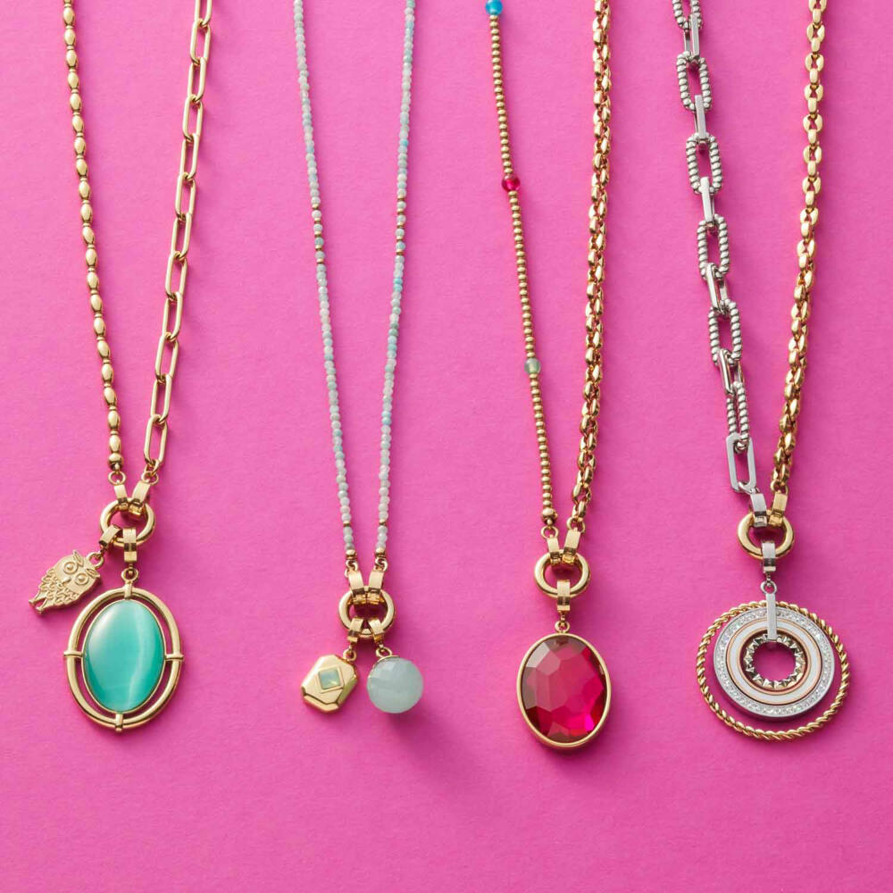 Leonardo Jewels Halskette 70 aqua Pippa Clip&Mix, Kette, Schmuckkette, Modeschmuck, Edelstahl IP Gold, Blau, 023748