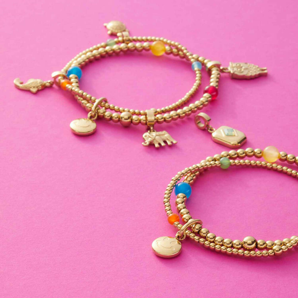 Leonardo Jewels Armband Smile Clip&Mix, Schmuckarmband, Armkette, Modeschmuck, Edelstahl IP Gold, Gold, 023750