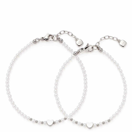 Leonardo Jewels Armband Nica Mutter Tochter, 2-tlg., Schmuckarmband, Armkette, Modeschmuck, Edelstahl, Weiß, 023920
