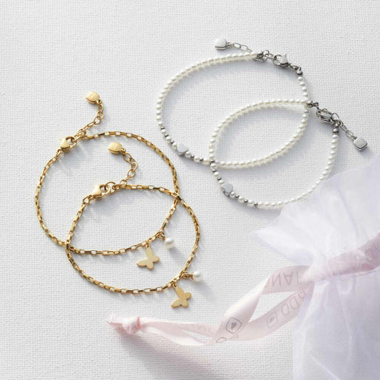 Leonardo Jewels Armband Nica Mutter Tochter, 2-tlg., Schmuckarmband, Armkette, Modeschmuck, Edelstahl, Weiß, 023920