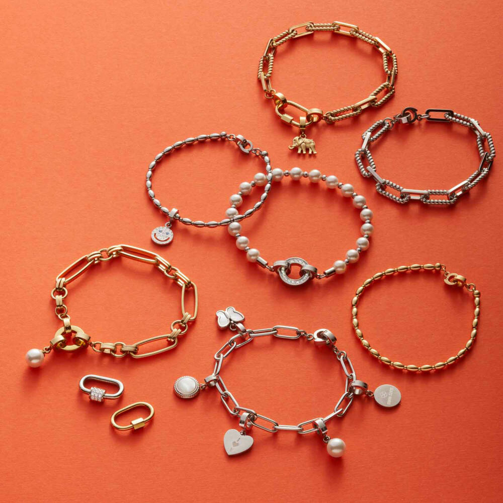 Leonardo Jewels Bracelet Mathilde Clip&amp;Mix, Jewelry Bracelet, Arm Chain, Fashion Jewelry, Stainless Steel IP Gold, 024267
