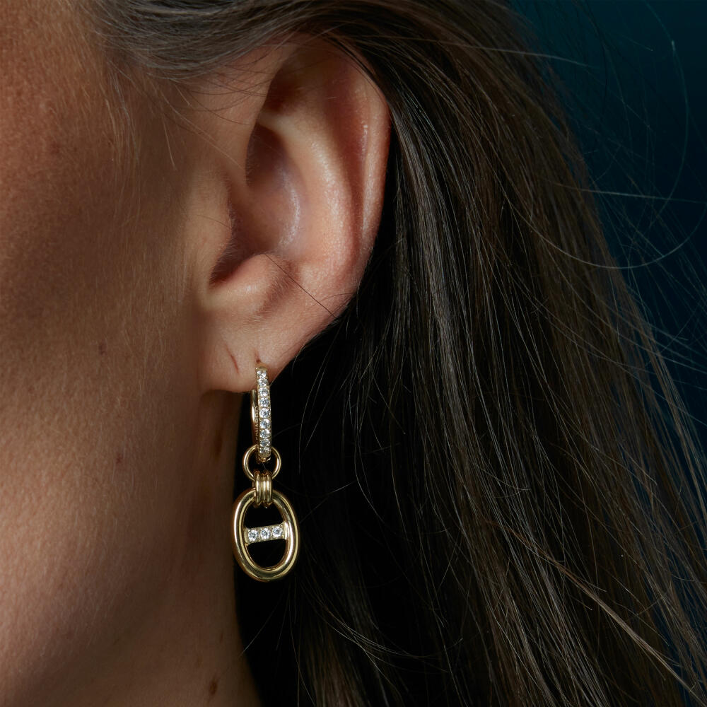 Leonardo Jewels Creole gold Herma, Kreole, Ohrring, Ohrhänger, Ohrschmuck, Schmuck, Edelstahl IP gold, Zirkonia, 024298