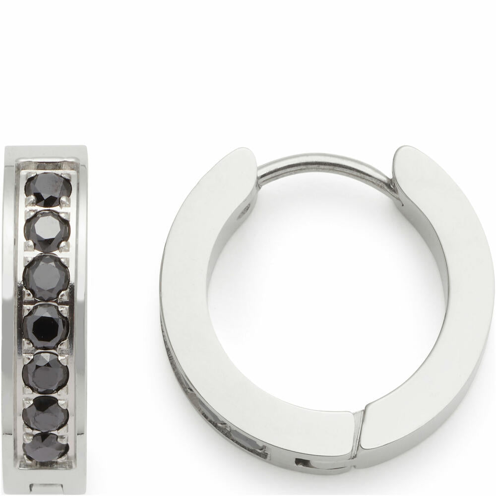 Leonardo Jewels Creole Inka nero, Kreole, Ohrring, Ohrhänger, Ohrschmuck, Schmuck, Edelstahl IP, Zirkonia, 024306