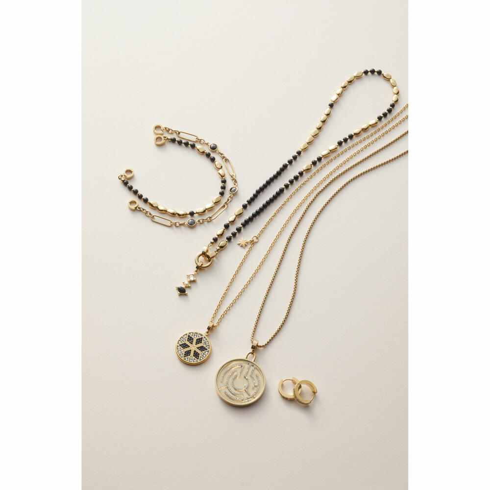 Leonardo Jewels Creole gold Inka nero, Kreole, Ohrring, Ohrhänger, Ohrschmuck, Schmuck, Edelstahl IP gold, Zirkonia, 024310