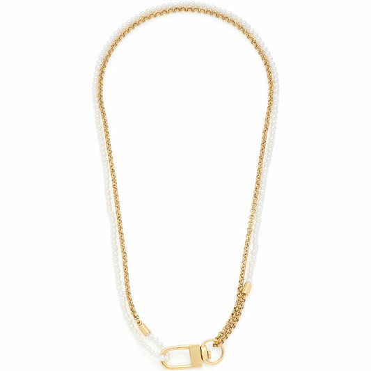 Leonardo Jewels Halskette 48 gold Lucinda, Kette, Schmuckkette, Modeschmuck, Edelstahl IP gold, Muschelperlen, 024329