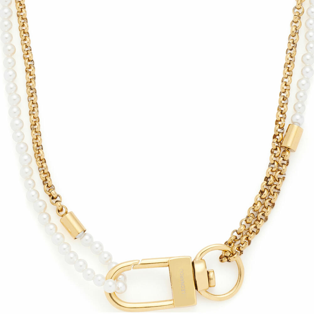 Leonardo Jewels Halskette 48 gold Lucinda, Kette, Schmuckkette, Modeschmuck, Edelstahl IP gold, Muschelperlen, 024329