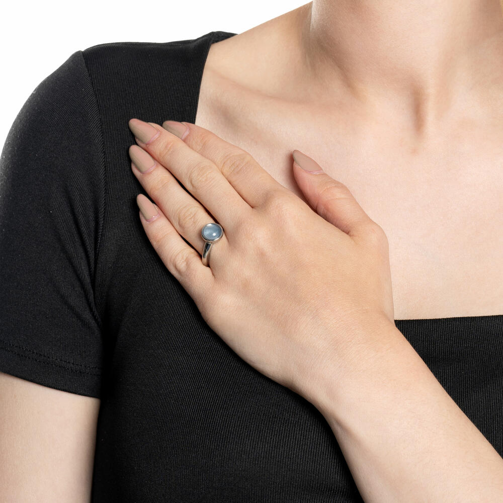 Leonardo Jewels Ring Bea grey blue, Fingerring, Fingerschmuck, Schmuck, Größe 19, Edelstahl, Glasperle, 024361