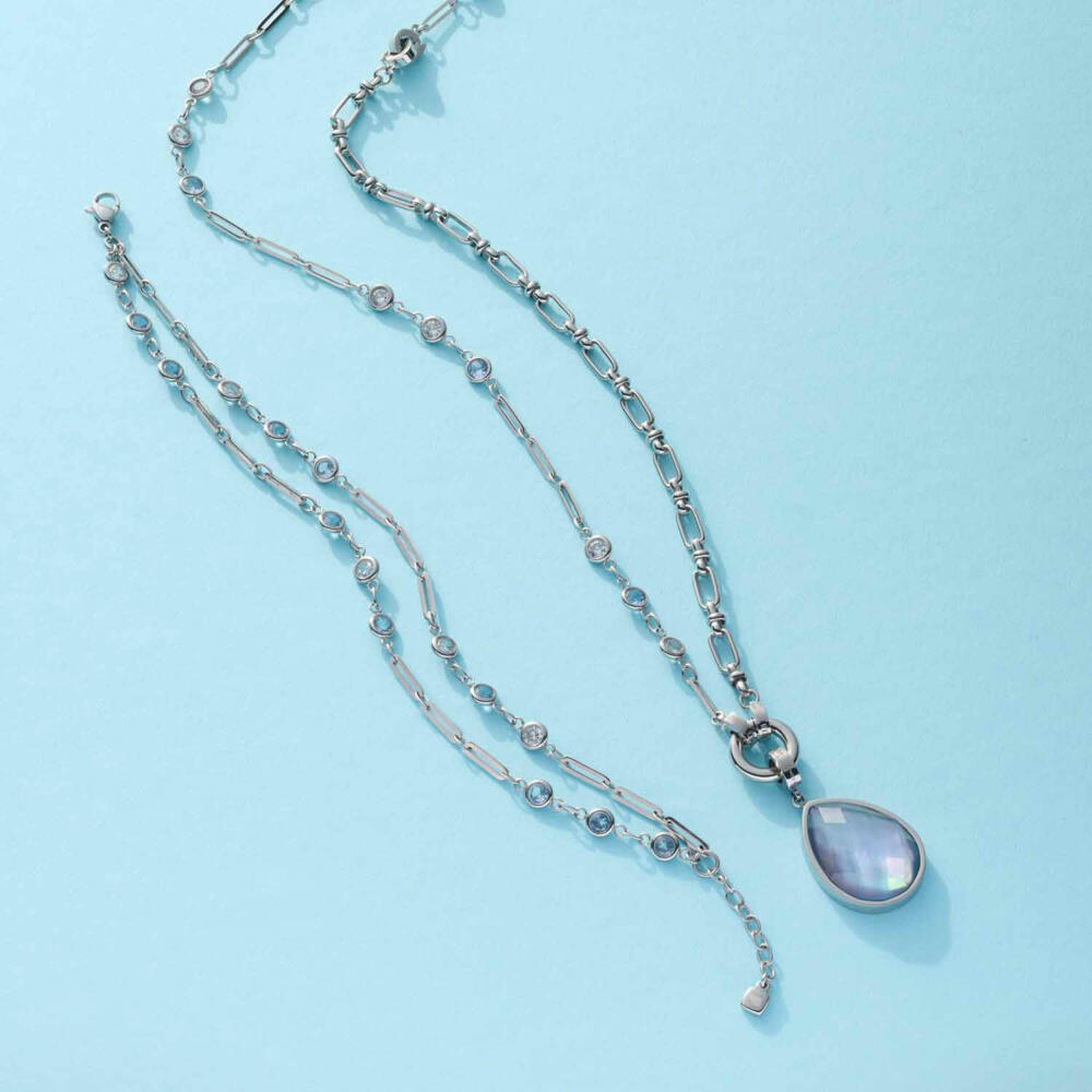 Leonardo Halskette 50 Vicky Clip & Mix, Kette, Schmuck, Edelstahl, Glassteine, Perlmutt, 024934