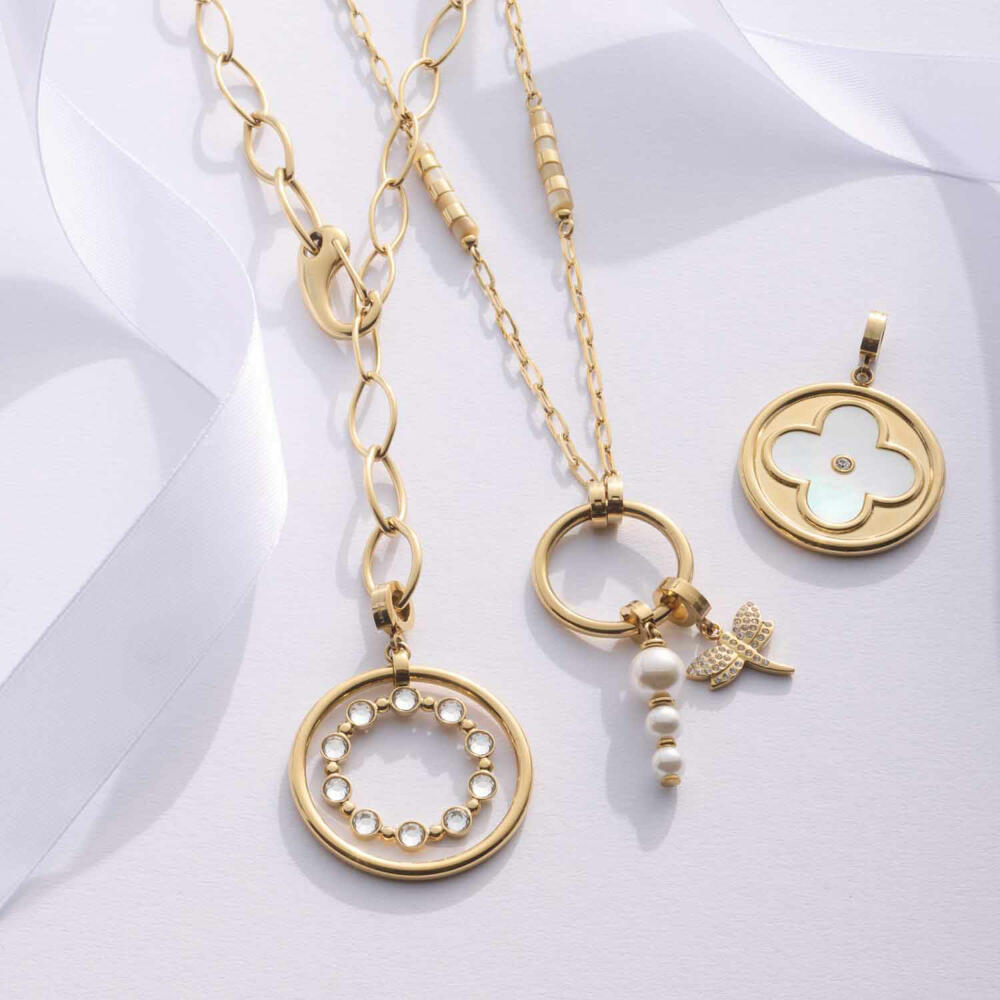 Leonardo Anhänger Gold Bobby Clip & Mix, Kettenanhänger, Schmuck, Edelstahl Gold, Zirkonia, 024944