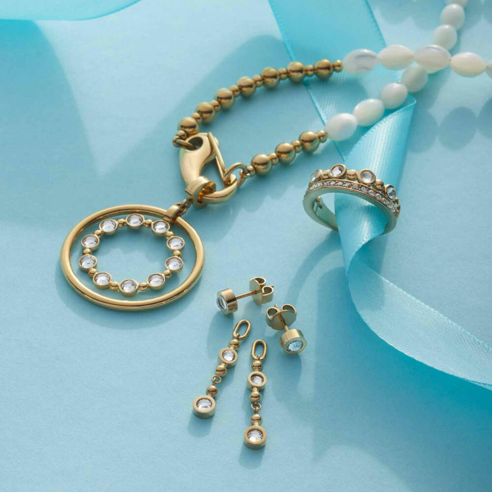 Leonardo Anhänger Gold Bobby Clip & Mix, Kettenanhänger, Schmuck, Edelstahl Gold, Zirkonia, 024944