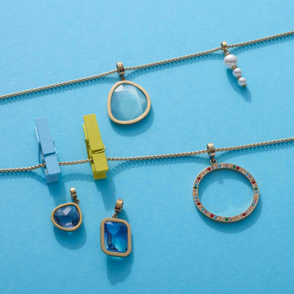 Leonardo Anhänger Gold Clarence Clip & Mix, Kettenanhänger, Schmuck, Edelstahl, Glassteine, 024947