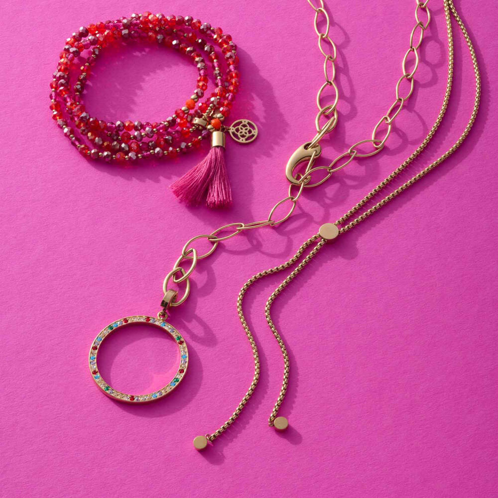 Leonardo Anhänger Gold Clarence Clip & Mix, Kettenanhänger, Schmuck, Edelstahl, Glassteine, 024947