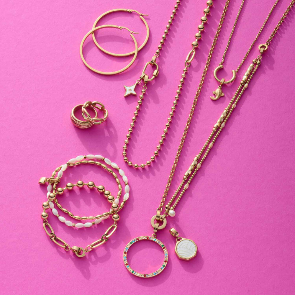 Leonardo Anhänger Gold Clarence Clip & Mix, Kettenanhänger, Schmuck, Edelstahl, Glassteine, 024947