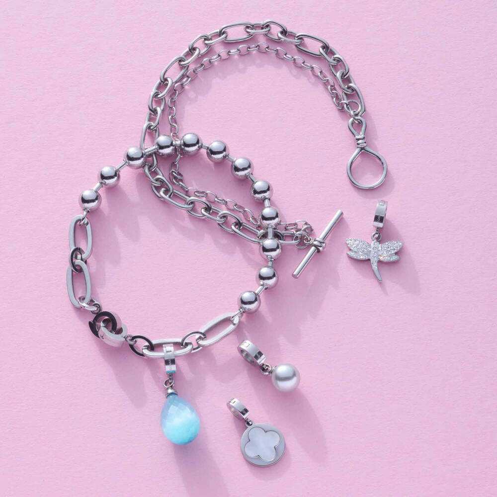 Leonardo Anhänger Lizzy Clip & Mix, Kettenanhänger, Schmuck, Edelstahl, Catseye, 024969