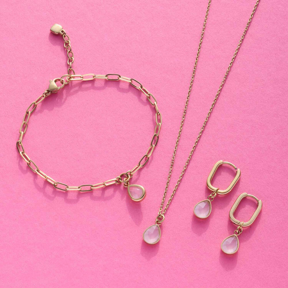 Leonardo Halskette 42 Gold Rosy CIAO, Kette, Schmuck, Edelstahl Gold, Glassteine, 024971