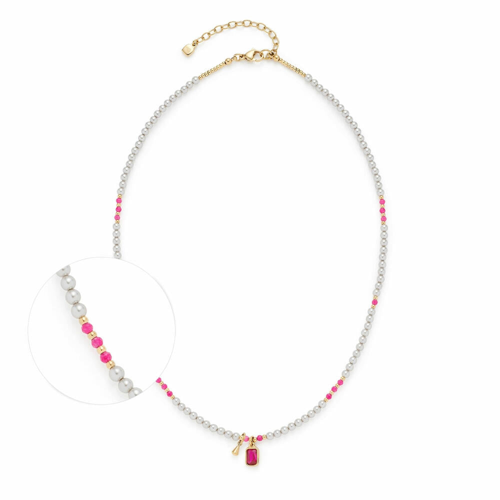 Leonardo Halskette 42 Gold Pinky Ciao, Kette, Schmuck, Edelstahl Gold, Glassteine, Perlen, 024974