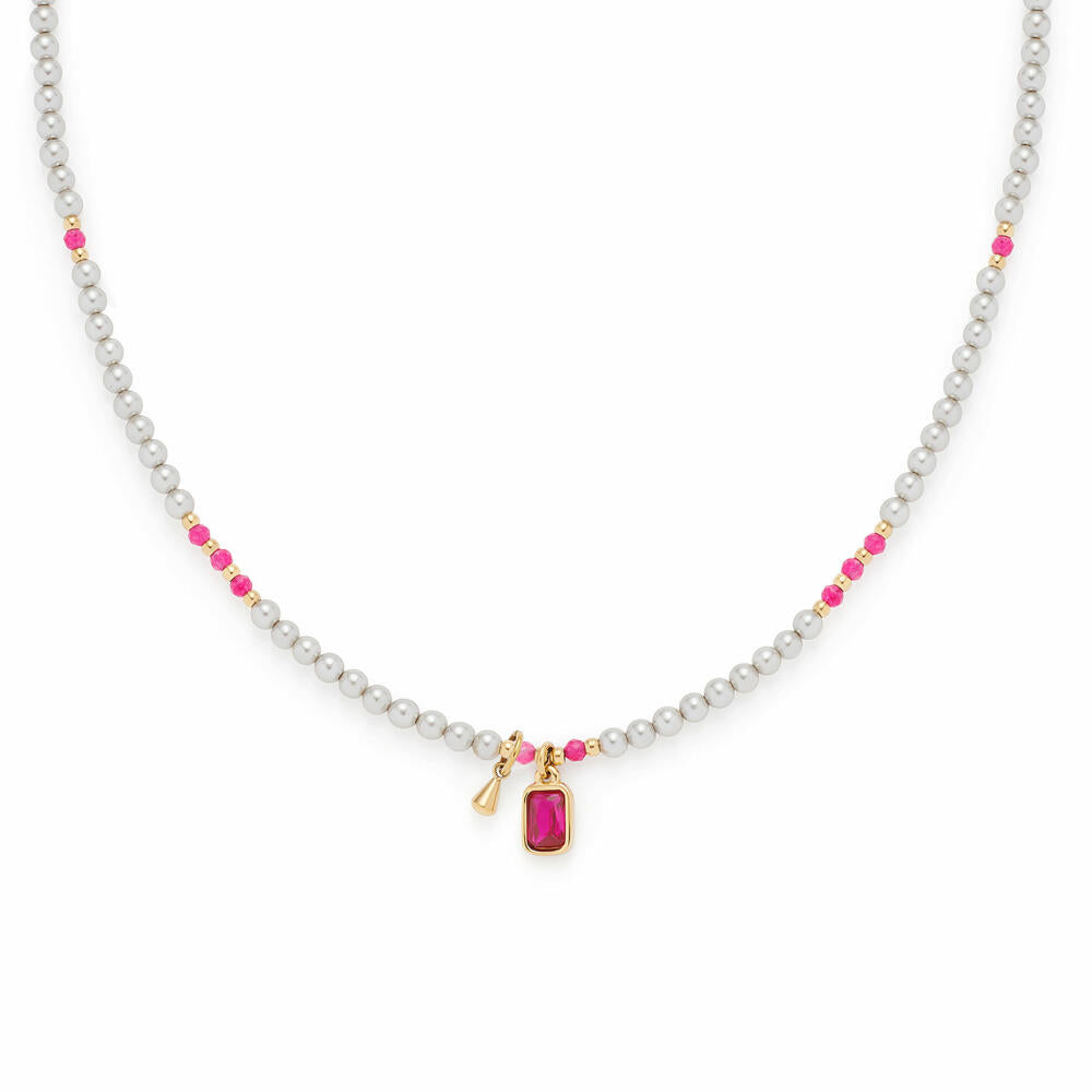 Leonardo Halskette 42 Gold Pinky Ciao, Kette, Schmuck, Edelstahl Gold, Glassteine, Perlen, 024974