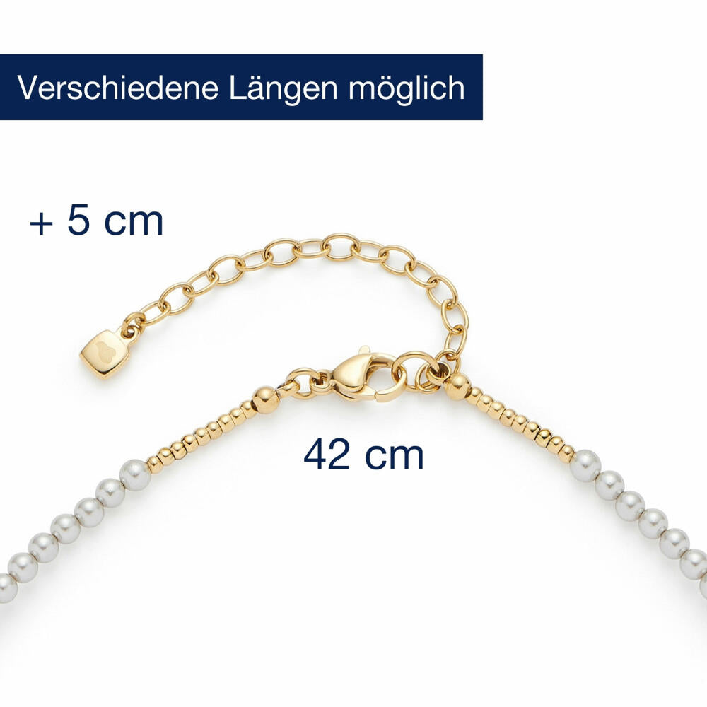 Leonardo Halskette 42 Gold Pinky Ciao, Kette, Schmuck, Edelstahl Gold, Glassteine, Perlen, 024974