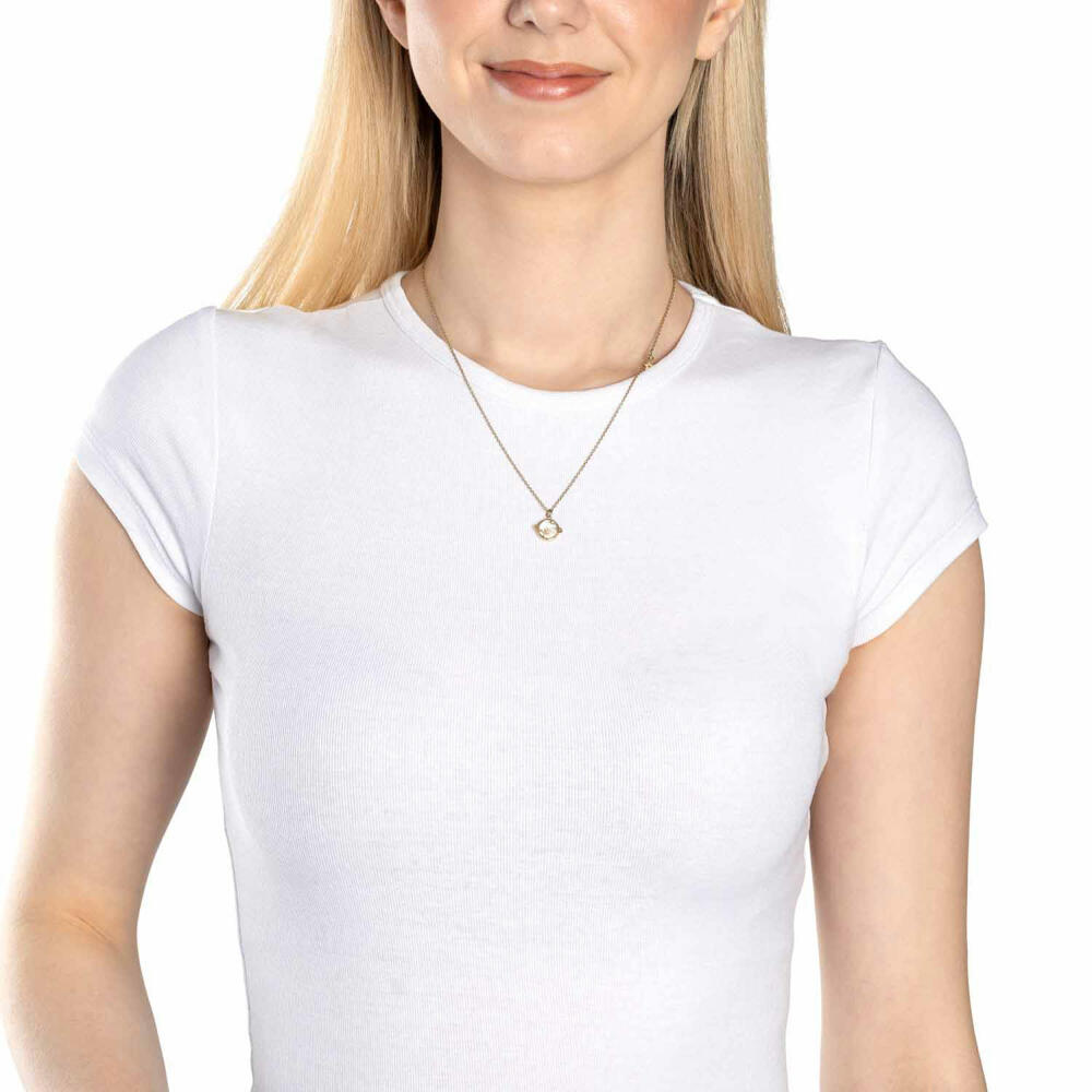 Leonardo Halskette 45 Gold Sattelite Ciao, Kette, Schmuck, Edelstahl Gold, Zirkonia, Perle, 024986