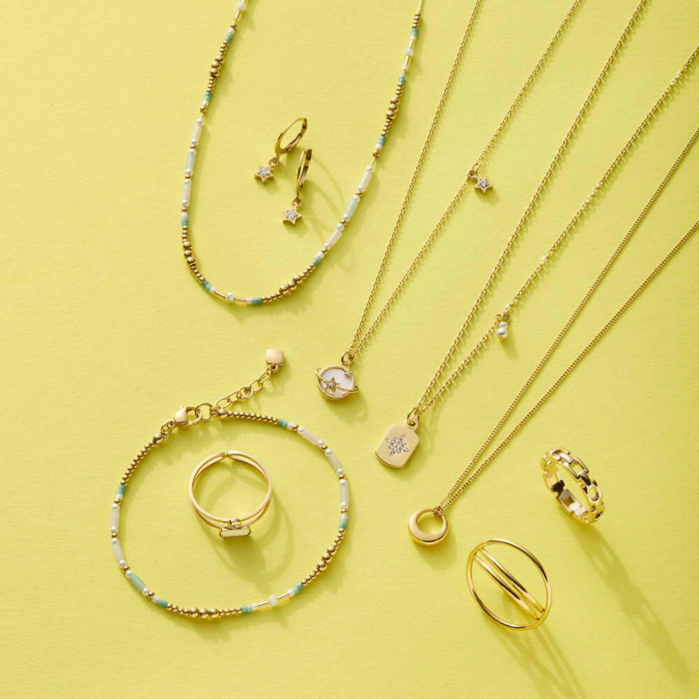 Leonardo Halskette 45 Gold Sattelite Ciao, Kette, Schmuck, Edelstahl Gold, Zirkonia, Perle, 024986