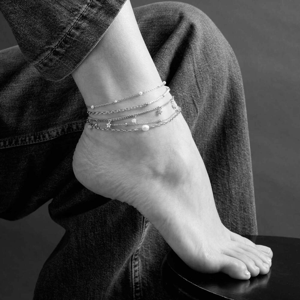 Leonardo Fußkette Gold Juna Ciao, Fußkettchen, Schmuck, Edelstahl Gold, Glassteine, 025061