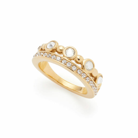 Leonardo Ring 17 Gold Bobby, Fingerring, Schmuck, Größe 17, Edelstahl IP Gold, Zirkonia, 025089