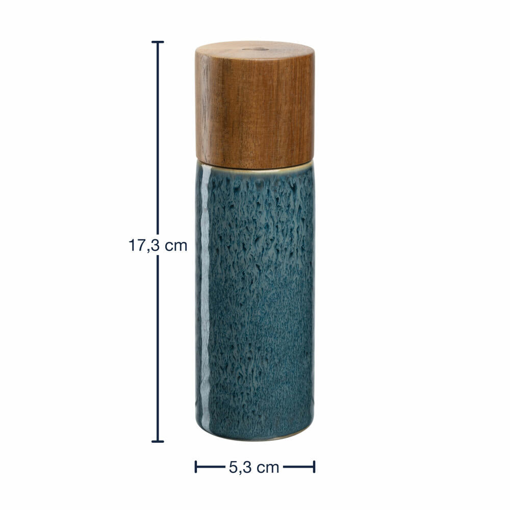 Leonardo Gewürzmühle Matera, Salzmühle, Pfeffermühle, Keramikmahlwerk, Blau, H 17.3 cm, 025438