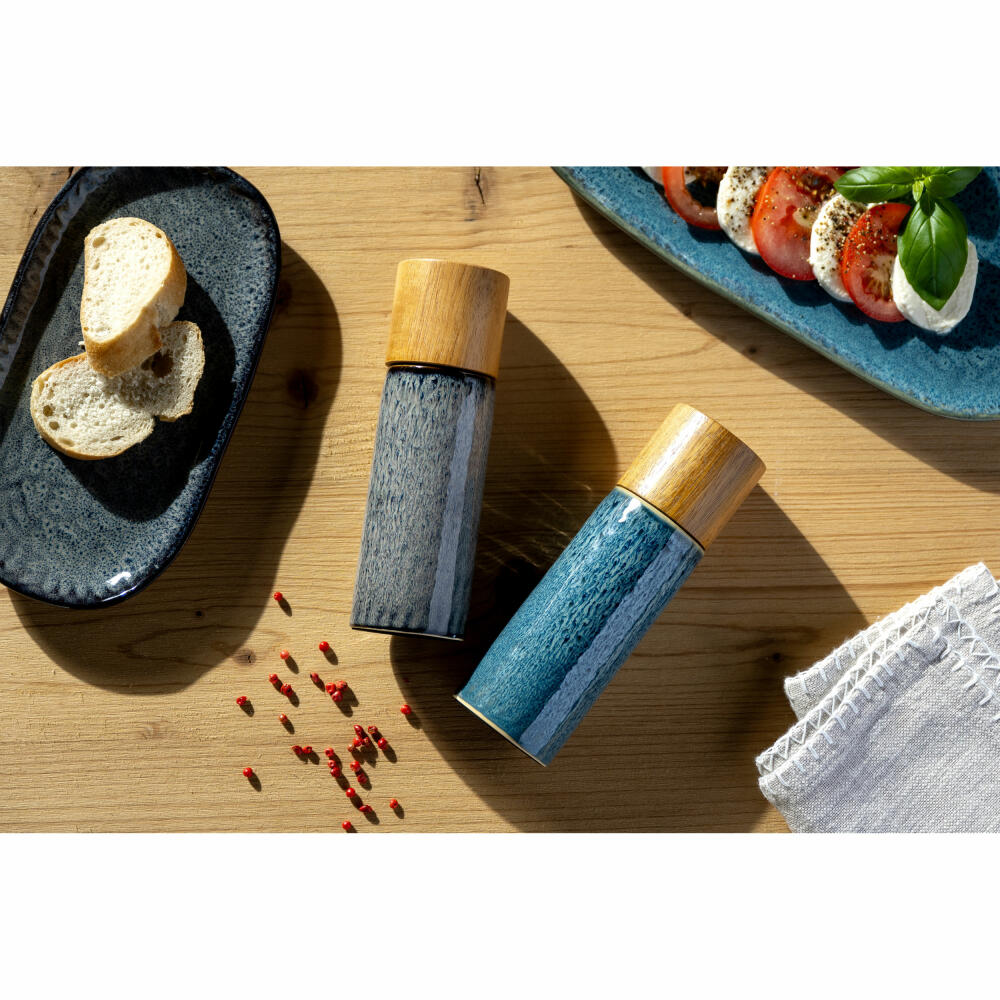 Leonardo Gewürzmühle Matera, Salzmühle, Pfeffermühle, Keramikmahlwerk, Blau, H 17.3 cm, 025438