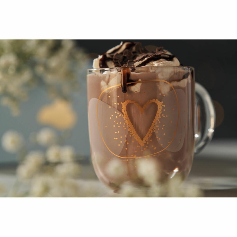 Leonardo Tassen 2er Set Presente Love, Kaffeebecher, Kalk-Natron Glas, mehrfarbig, 400 ml, 025604