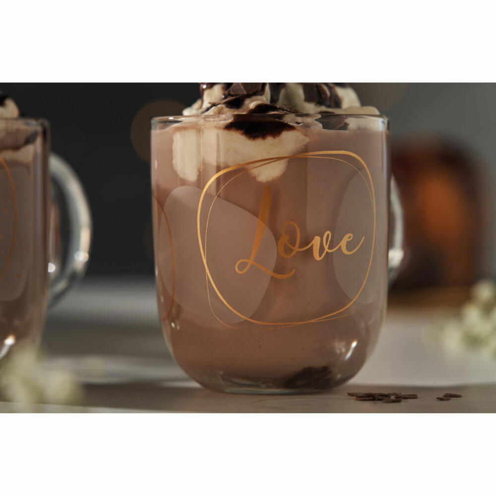 Leonardo Tassen 2er Set Presente Love, Kaffeebecher, Kalk-Natron Glas, mehrfarbig, 400 ml, 025604