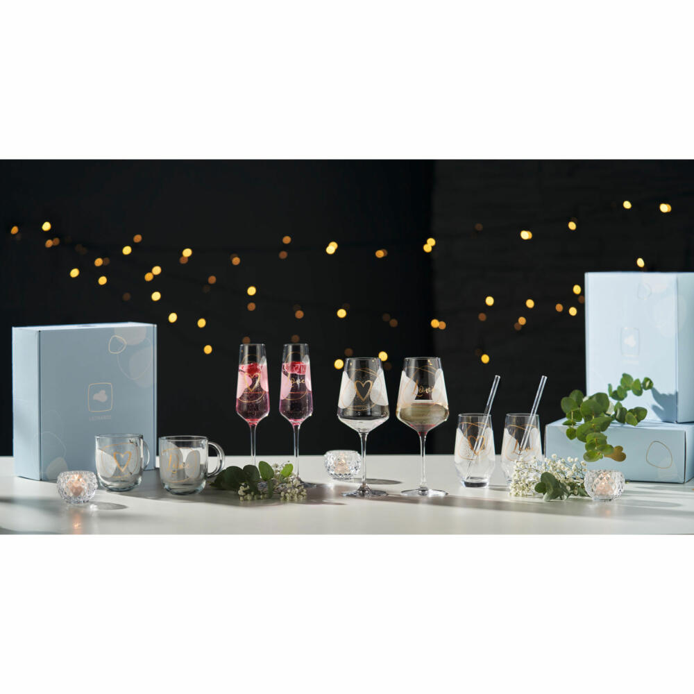 Leonardo Tassen 2er Set Presente Love, Kaffeebecher, Kalk-Natron Glas, mehrfarbig, 400 ml, 025604