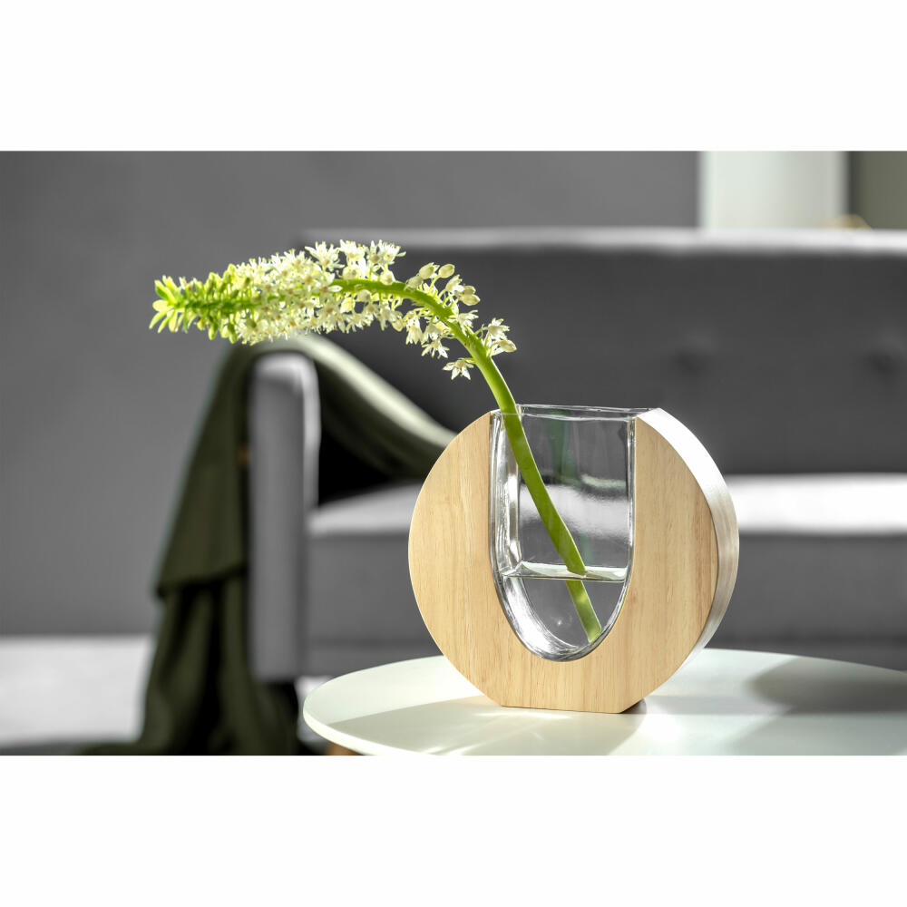 Leonardo Vase Legno, Dekovase, Blumenvase, Tischvase, Glas / Holz, H 19 cm, 025645