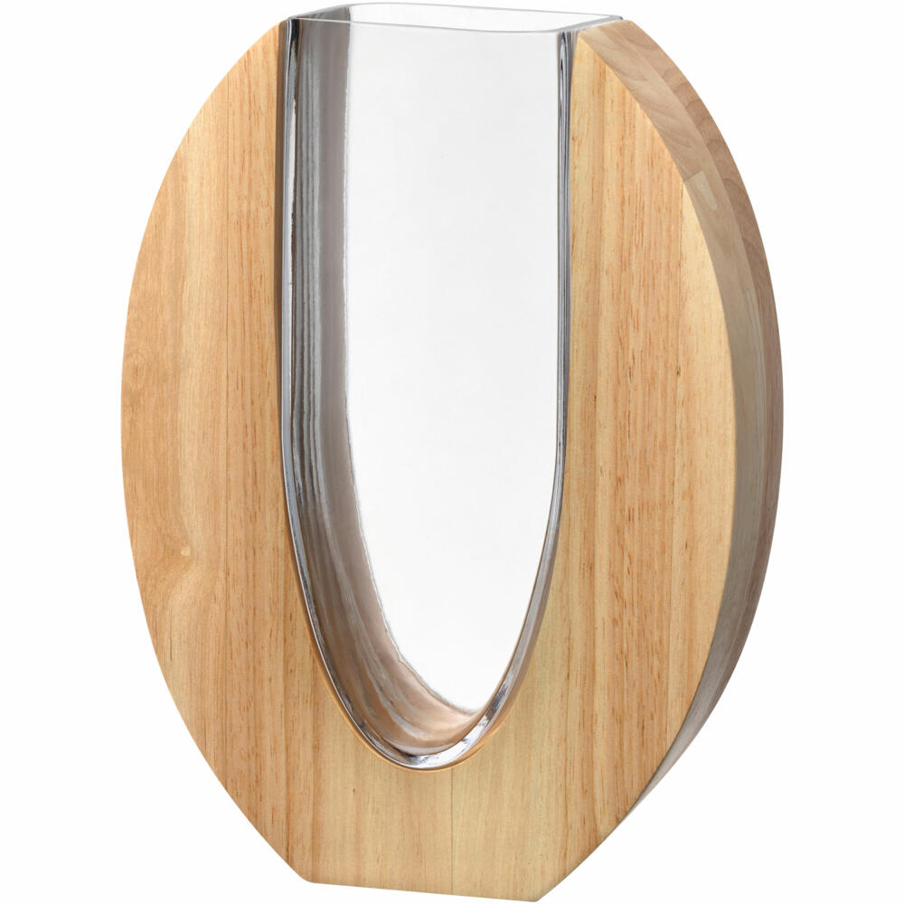 Leonardo Vase Legno, decorative vase, flower vase, table vase, glass / wood, H 28 cm, 025655
