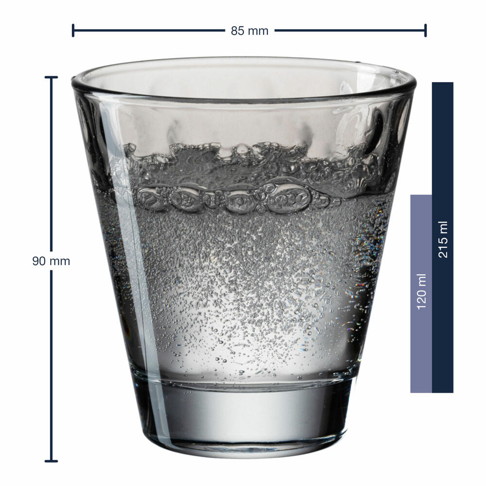 Leonardo Trinkglas Optic, Becher, Wasserglas, Kalk-Natron Glas, grau, 215 ml, 025893