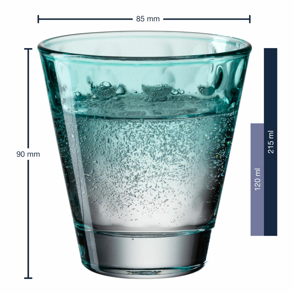 Leonardo Trinkglas Optic, Becher, Wasserglas, Kalk-Natron Glas, mint, 215 ml, 025895
