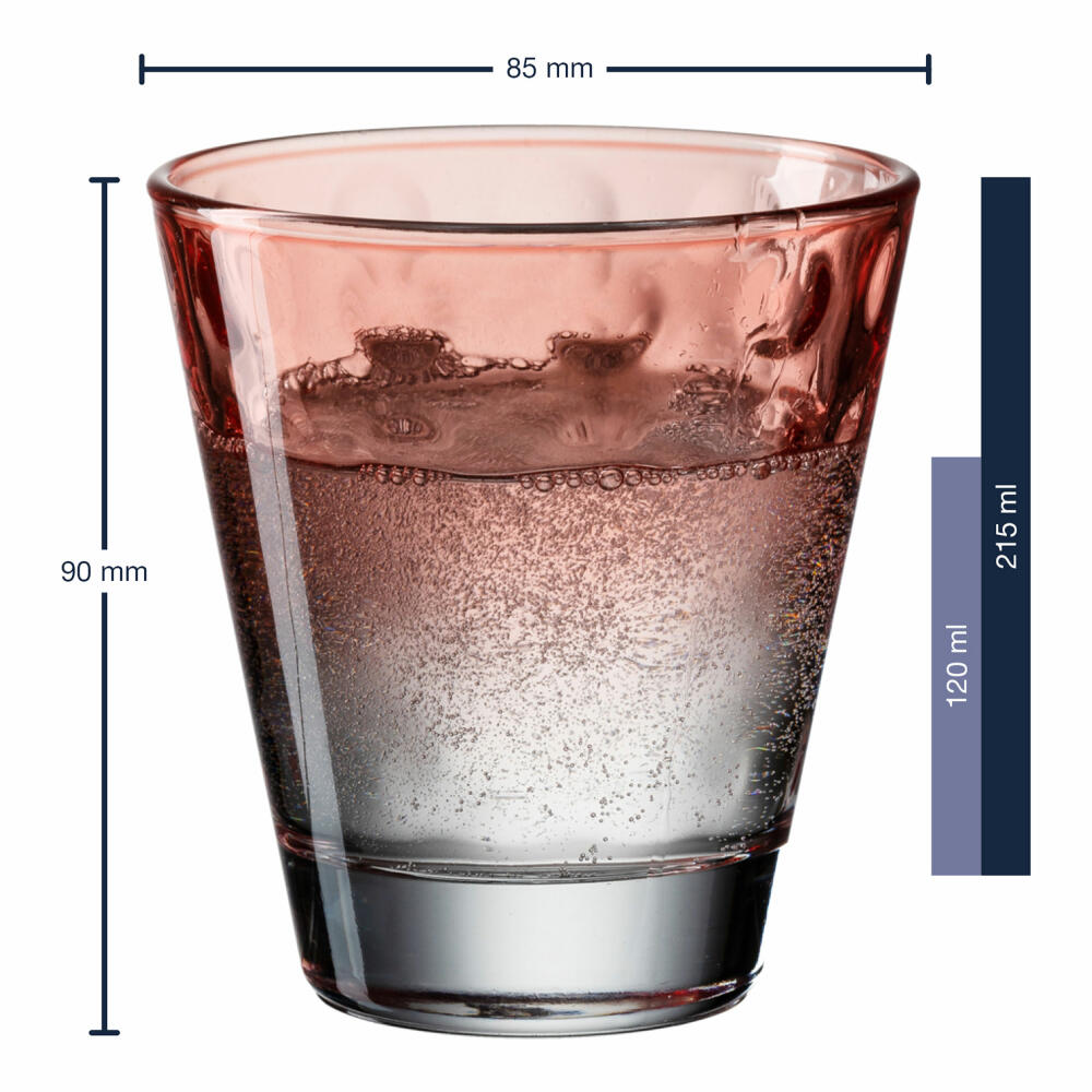 Leonardo Trinkglas Optic, Becher, Wasserglas, Kalk-Natron Glas, rot, 215 ml, 025896