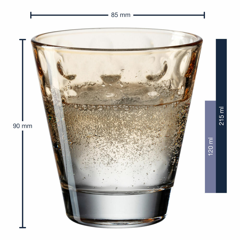 Leonardo Trinkglas Optic, Becher, Wasserglas, Kalk-Natron Glas, apricot, 215 ml, 025897