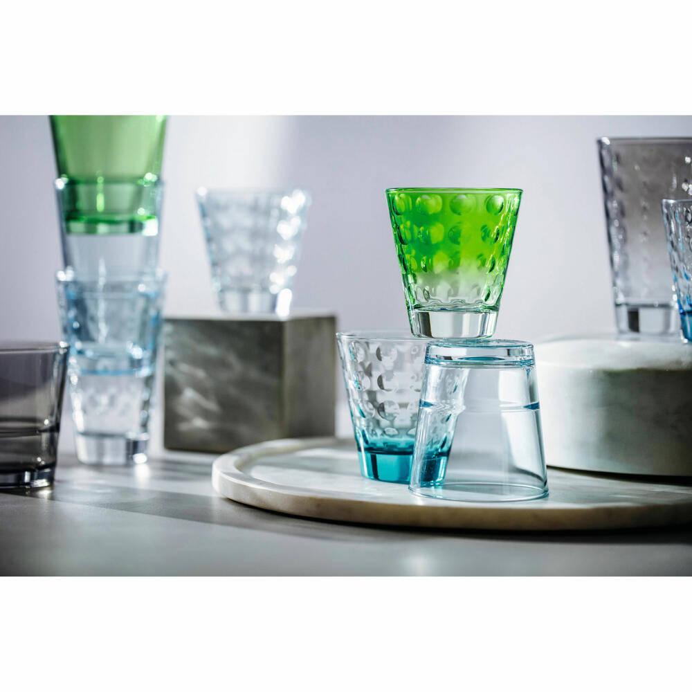 Leonardo Trinkglas Optic, Becher, Wasserglas, Kalk-Natron Glas, hellgrün, 215 ml, 025898