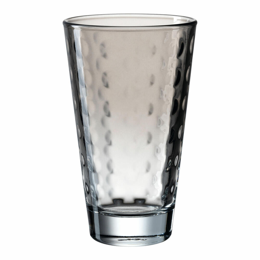 Leonardo Trinkglas Optic, Becher, Wasserglas, Kalk-Natron Glas, grau, 300 ml, 025899