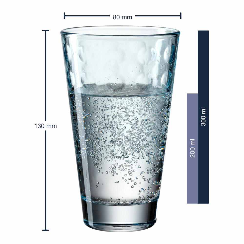 Leonardo drinking glass Optic, mug, water glass, soda-lime glass, light blue, 300 ml, 025900