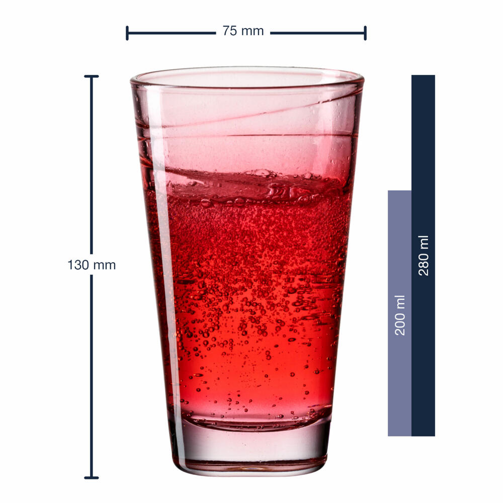 Leonardo drinking glass Vario Struttura, mug, water glass, soda-lime glass, red, 280 ml, 026836