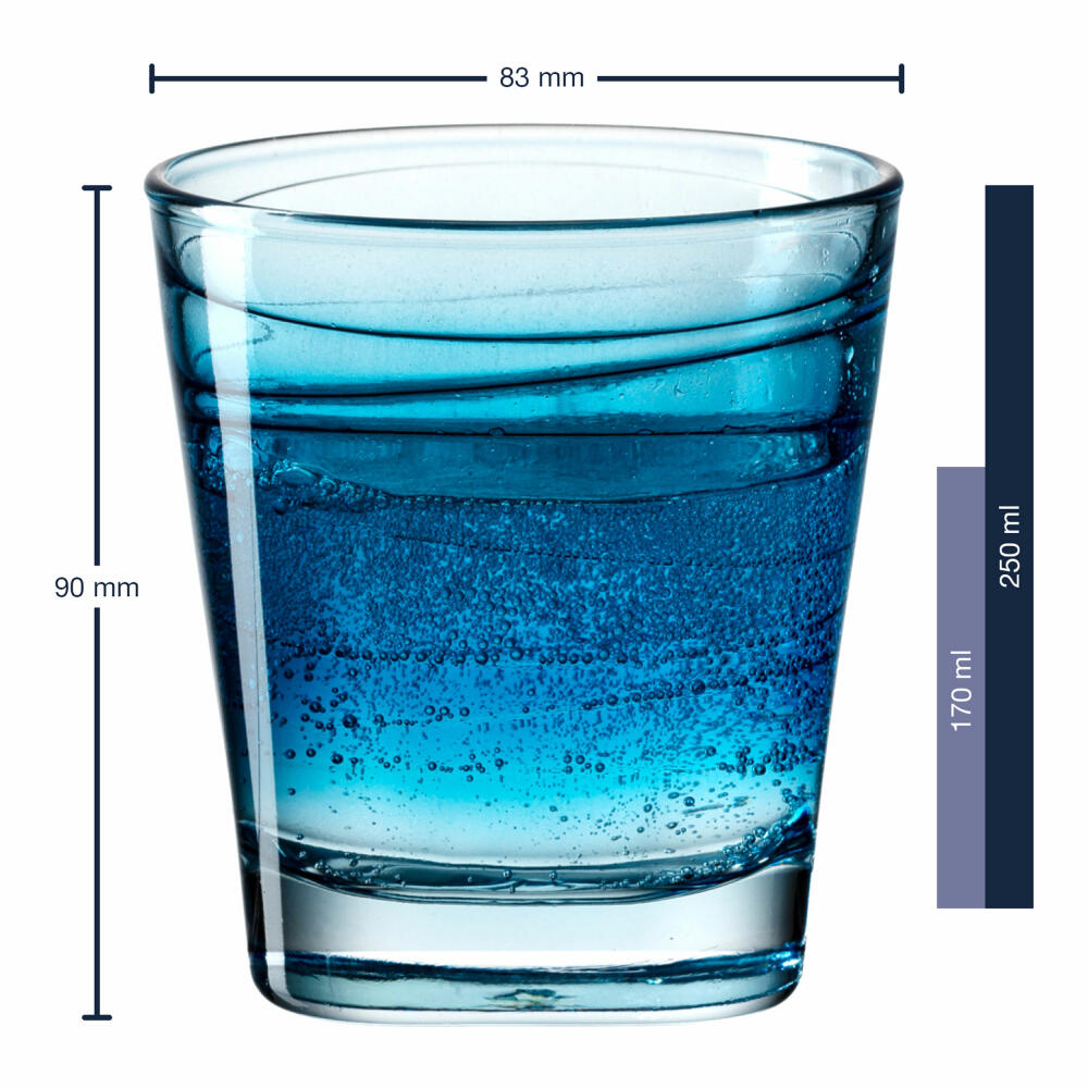 Leonardo drinking glass Vario Struttura, mug, water glass, soda-lime glass, blue, 250 ml, 026838