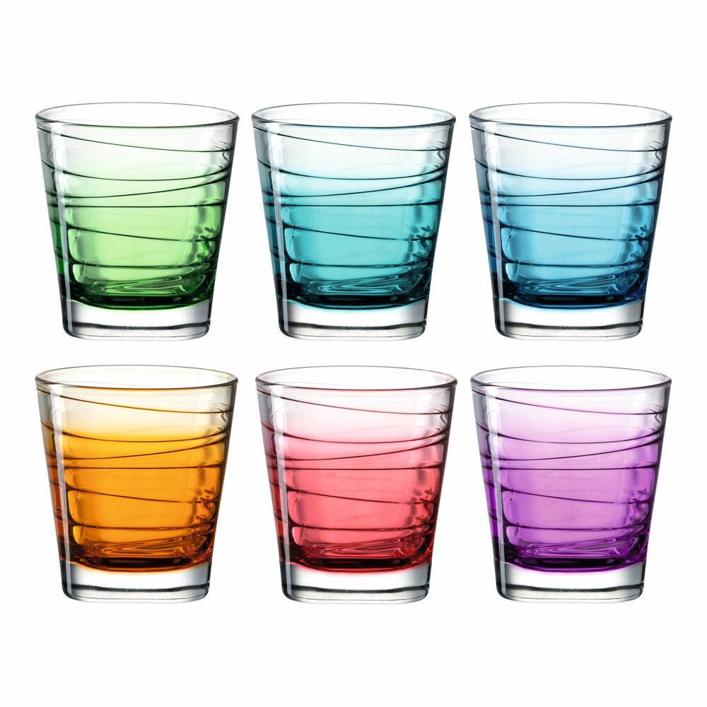 Leonardo drinking glass Vario Struttura 6 pieces assorted color gradient, mug, water glasses, soda-lime glass, multicolored, 250 ml, 026844